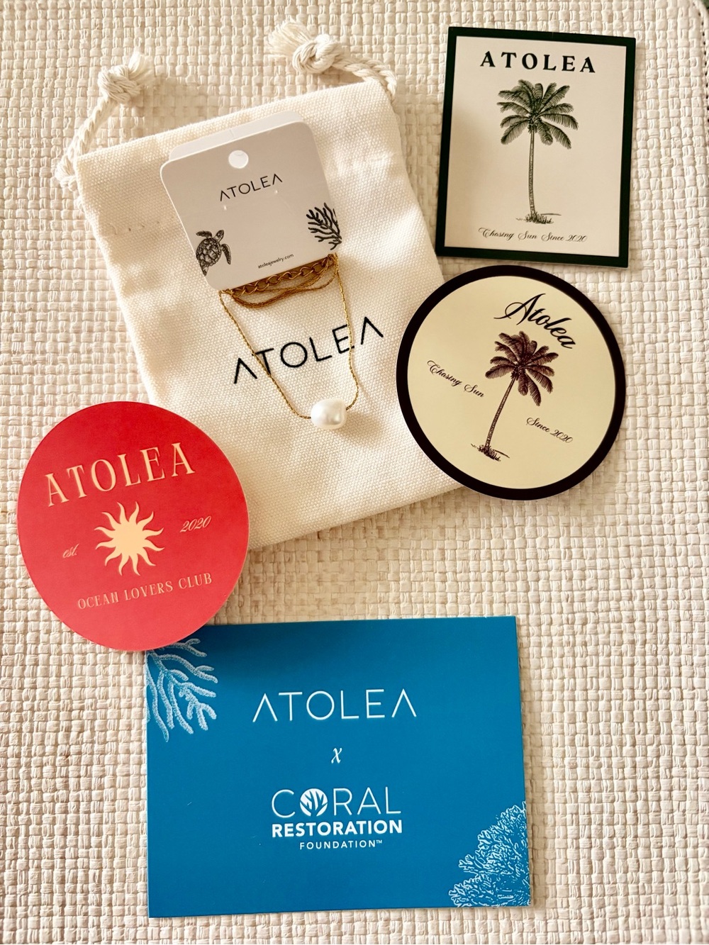 ATOLEA Cream Pearl Necklace with Branded Pouch
